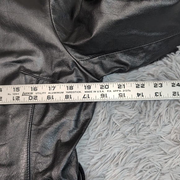 Wilsons Jacket Womens M Black Leather Coat Belted Pockets Zip Up Career Casual - Picture 3 of 13